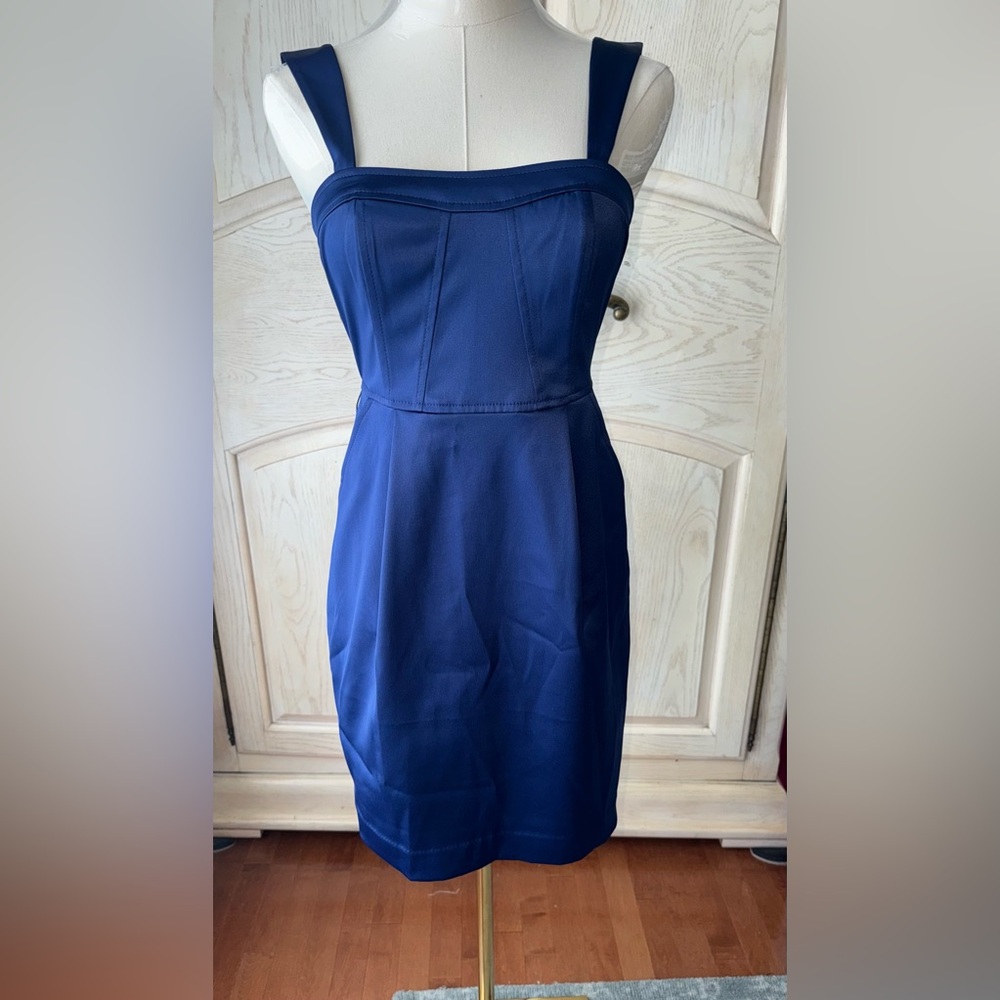 NWT Express Blue Satin Mini Dress Size 0